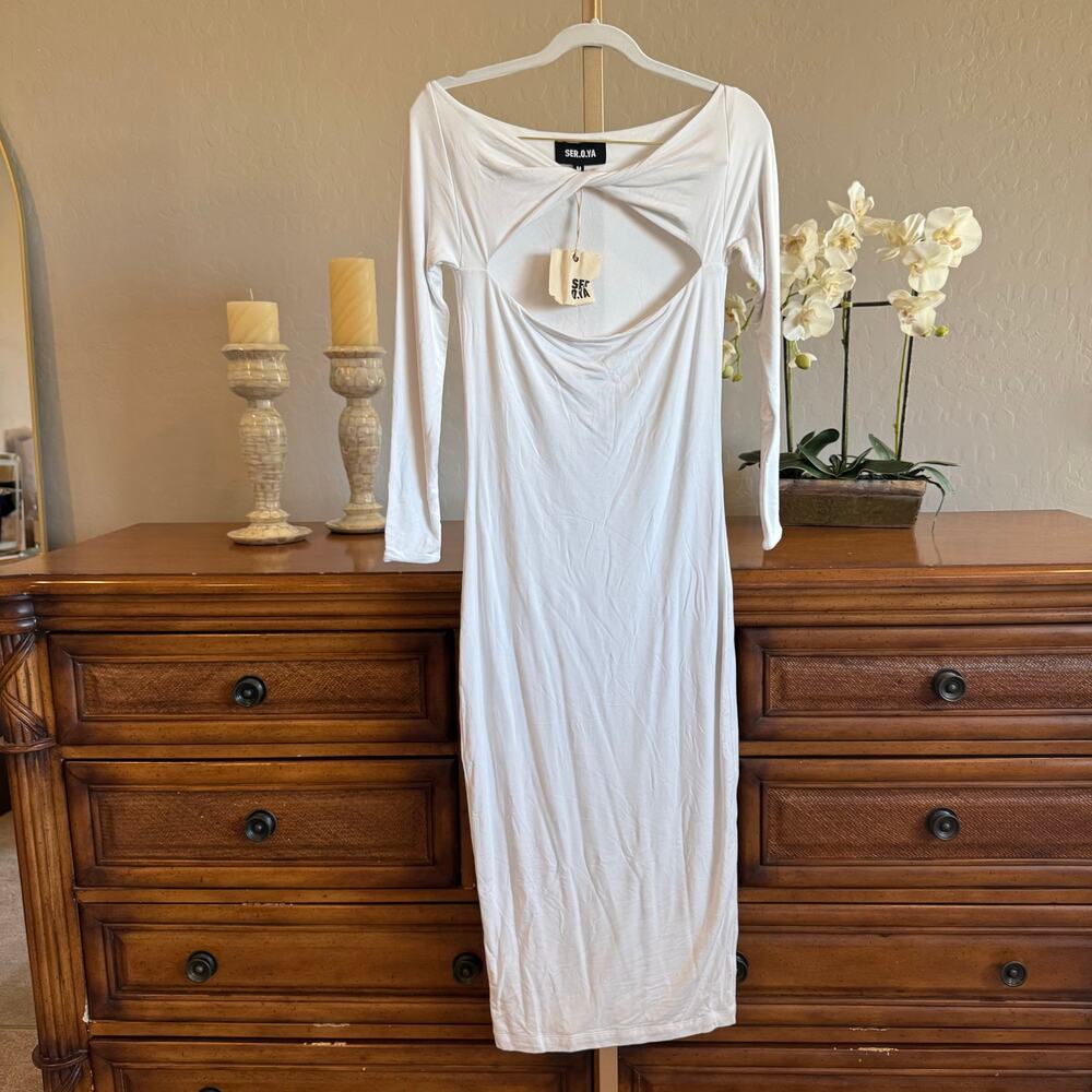 Ser.o.ya Irene Bodycon Midi Dress White NWT Medium $230 - Picture 3 of 6